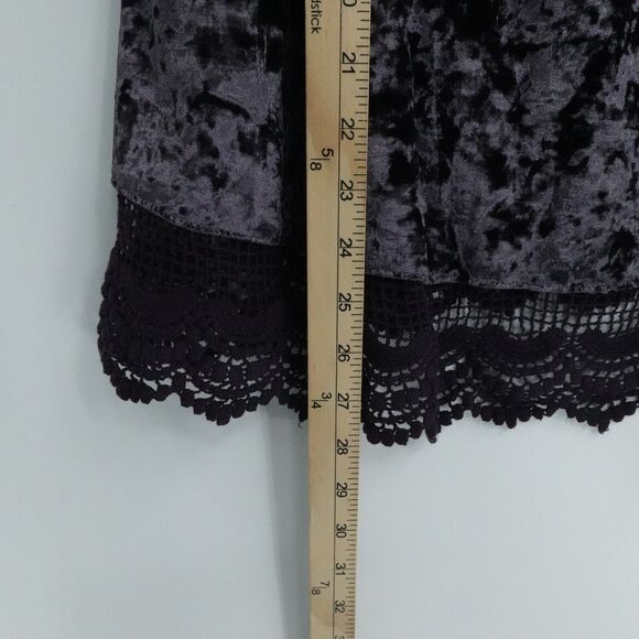 Entro Sz Small Top‎ Deep Purple Crushed Velvet Goth Whimsigoth Lace Scallop Hem - Picture 4 of 10
